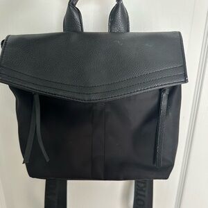 Sleek Black Leather-Trim mini Backpack